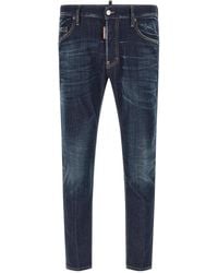 DSquared² - Jeans With Leather Logo Patch - Lyst