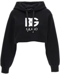 Dolce & Gabbana - Logo Embroidery Cropped Hoodie - Lyst