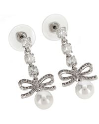 Self-Portrait - 'bow Crystal Charm' Earrings - Lyst