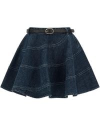 Self-Portrait - 'flared Denim Mini' Skirt - Lyst