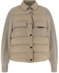 Brunello Cucinelli - 'shiny Flap Detail' Down Jacket - Lyst