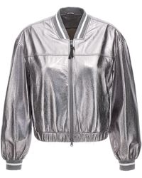 Brunello Cucinelli - Laminated Leather Bomber Jacket Piumini, Parka, Giacche Casual - Lyst