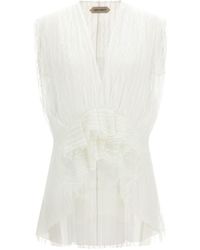 Alberta Ferretti - Asymmetrical Tulle Top - Lyst