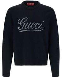 Gucci - Pure Wool Sweater With Logo Intarsia - Lyst