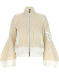 Sacai - 'nylon Twill X Wool Knit' Blouson - Lyst
