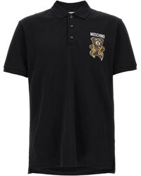 Moschino - Teddy Logo Print Polo T-Shirt - Lyst