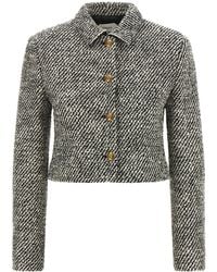 Versace - Bouclé Wool Blend Blouson Jacket - Lyst
