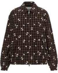 Ganni - 'check Flower' Bomber Jacket - Lyst
