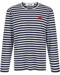 COMME DES GARÇONS PLAY - Striped T-Shirt With Heart Patch - Lyst