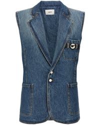 Coperni - Delavé Cotton Denim Vest With Strap Detail - Lyst