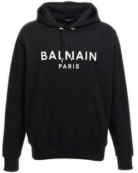 Balmain - Felpa con cappuccio pari stampata - Lyst