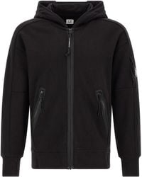 C.P. Company - 'diagonal Raised Fleece' Sweatshirt With Lens Detail - Lyst