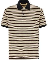 Prada - Polo A Righe Con Logo Triangolo Ricamato - Lyst