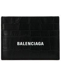 Balenciaga - Croc Print Leather Card Holder - Lyst