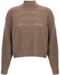 Brunello Cucinelli - Cropped-Pullover "Rustic Dazzling Net" - Lyst