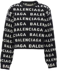 Balenciaga - Pullover Mit All-Over-Logo - Lyst