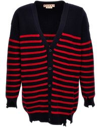Marni - Destroyed Effect Striped Cardigan - Lyst