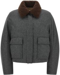 Brunello Cucinelli - Shearling Collar Cropped Jacket - Lyst