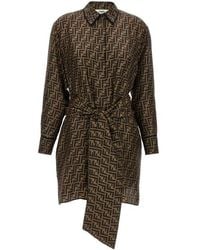 Fendi - Abito Chemisier Ff Pattern - Lyst