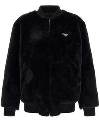 Prada - Bomber Reversibile Ecopelliccia E Re-Nylon - Lyst