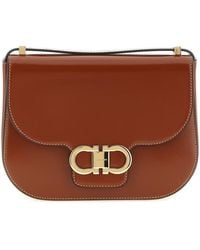 Ferragamo - 'double Gancini' Closure Shoulder Bag - Lyst