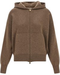 Agnona - Zipped Hooded Sweater - Lyst