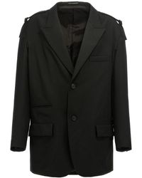 Yohji Yamamoto - Single-breasted Blazer With Strap Detail - Lyst