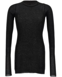 Rick Owens - Ribbed T-Shirt With Raw Cut Hems - Lyst