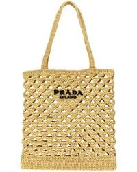 Prada - Crochet Logo Shopping Bag - Lyst