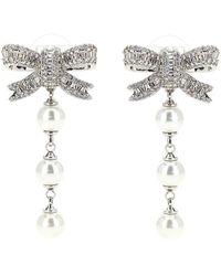 Self-Portrait - Ohrringe "Crystal Bow Pearl Droplet" - Lyst