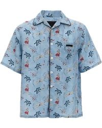 Prada - Camicia in raso stampato - Lyst