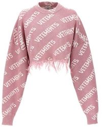 Vetements - 'iconic Lurex Monogram' Crop Sweater - Lyst