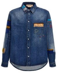 Marni - Denim Shirt, Embroidery And Patches - Lyst