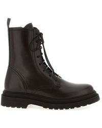 Brunello Cucinelli - 'Shiny Loop Detail' Combat Boots - Lyst