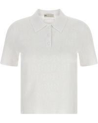 Tory Burch - Pointelle Viscose Polo Shirt - Lyst