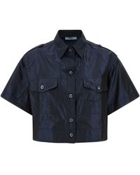 Prada - Cropped Taffeta Shirt - Lyst