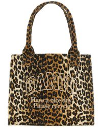 Ganni - 'leopard' Large Shopping Bag - Lyst