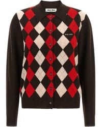 Miu Miu - Diamond-shaped Collar Cardigan - Lyst