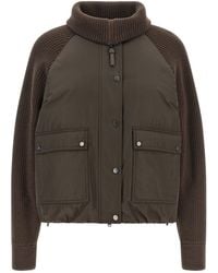 Brunello Cucinelli - Knit Insert Down Jacket - Lyst