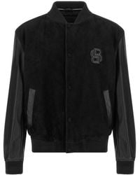 BOSS - Leather Bomber Jacket - Lyst