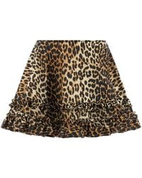 Ganni - Mini Skirt With Ruffled Hem - Lyst