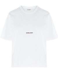 Saint Laurent - Logo-Print Crew-Neck T-Shirt - Lyst