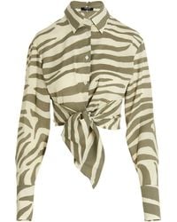 Balmain - Shirt 'Mao Collar Zebra Printed Short Shirt' - Lyst
