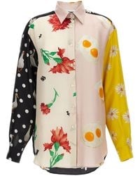 Moschino - Patchwork Silk Twill Shirt - Lyst