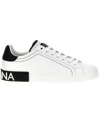 Dolce & Gabbana - Logo Portofino Leather Low-Top Trainers - Lyst