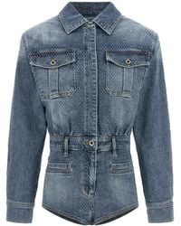 Self-Portrait - 'rhinestone Denim' Jumpsuit - Lyst