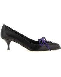 Prada - Leather Pumps With Laces - Lyst