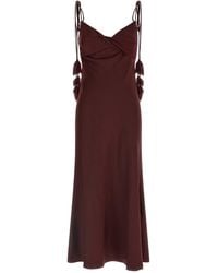 Self-Portrait - 'Burgundy Satin Flower Midi' Dress - Lyst