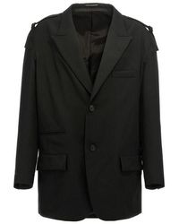 Yohji Yamamoto - Single-breasted Blazer With Strap Detail - Lyst