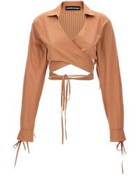 ANDREADAMO - 'criss Cross' Cropped Shirt - Lyst